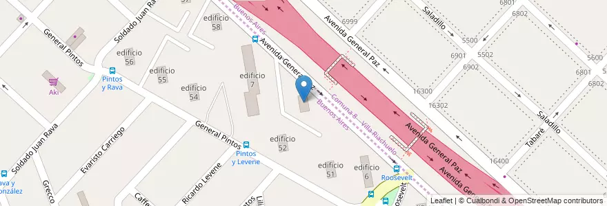 Mapa de ubicacion de edificio 53 en Arjantin, Buenos Aires, Partido de La Matanza.