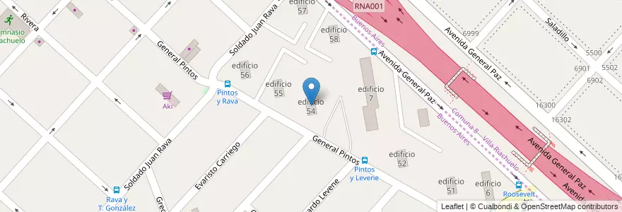 Mapa de ubicacion de edificio 54 en Argentine, Province de Buenos Aires, Partido de La Matanza, Villa Celina.
