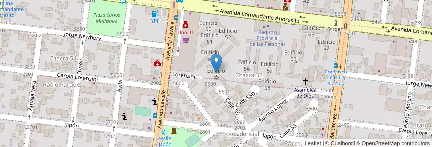 Mapa de ubicacion de Edificio 55 en Argentina, Misiones, Departamento Capital, Municipio de Posadas, Posadas.