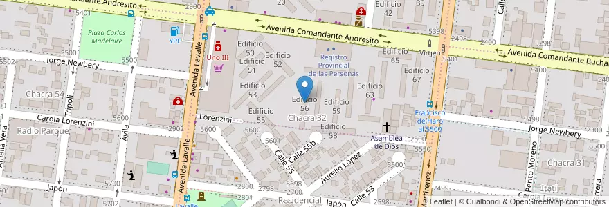Mapa de ubicacion de Edificio 56 en آرژانتین, Misiones, Departamento Capital, Municipio de Posadas, Posadas.