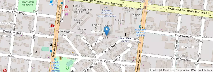 Mapa de ubicacion de Edificio 58 en آرژانتین, Misiones, Departamento Capital, Municipio de Posadas, Posadas.