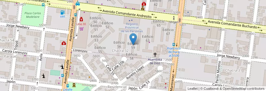 Mapa de ubicacion de Edificio 59 en Argentina, Misiones, Departamento Capital, Municipio de Posadas, Posadas.