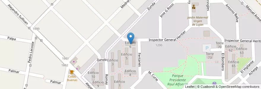 Mapa de ubicacion de Edificio 6 en Argentina, Buenos Aires, Partido de Merlo, Merlo.