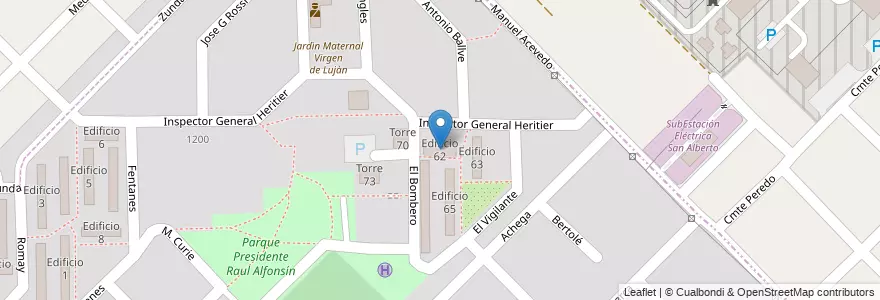 Mapa de ubicacion de Edificio 62 en Argentina, Buenos Aires, Partido de Merlo.