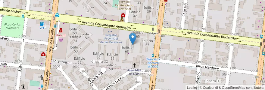 Mapa de ubicacion de Edificio 64 en آرژانتین, Misiones, Departamento Capital, Municipio de Posadas, Posadas.