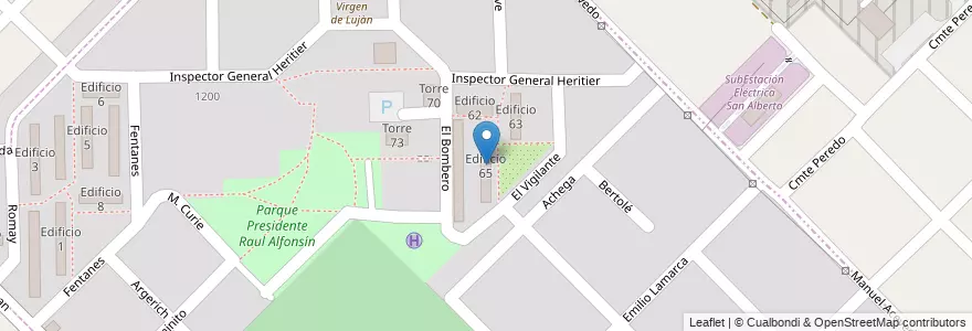 Mapa de ubicacion de Edificio 65 en Argentina, Buenos Aires, Partido de Merlo.