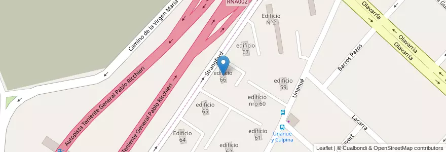 Mapa de ubicacion de edificio 66 en Argentinien, Provinz Buenos Aires, Partido de La Matanza, Villa Madero.
