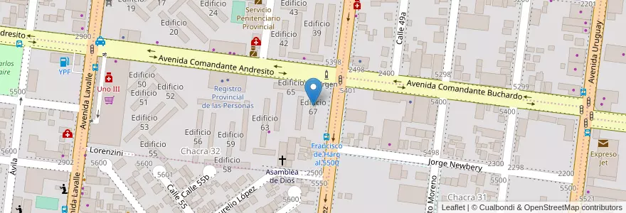 Mapa de ubicacion de Edificio 67 en Argentina, Misiones, Departamento Capital, Municipio de Posadas, Posadas.