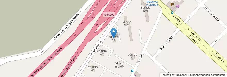 Mapa de ubicacion de edificio 67 en آرژانتین, استان بوئنوس آیرس, Partido de La Matanza, Villa Madero.