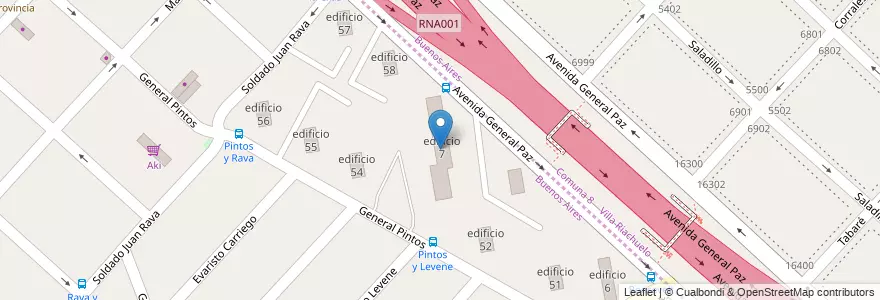 Mapa de ubicacion de edificio 7 en آرژانتین, استان بوئنوس آیرس, Partido de La Matanza.