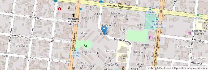 Mapa de ubicacion de Edificio 8 en アルゼンチン, ミシオネス州, Departamento Capital, Municipio de Posadas, Posadas.