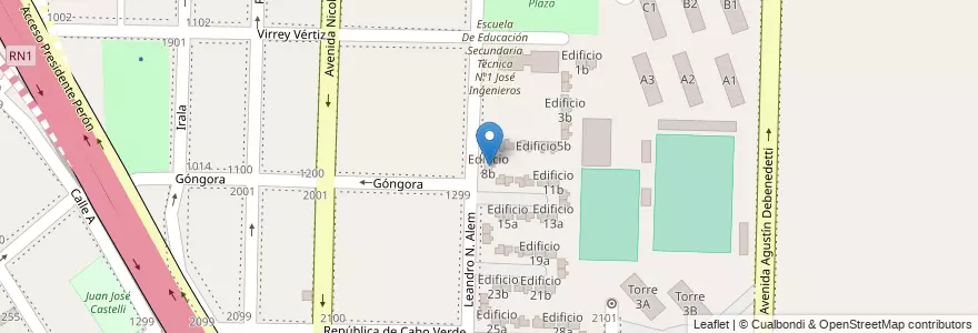 Mapa de ubicacion de Edificio 8b en アルゼンチン, ブエノスアイレス州, Partido de Avellaneda, Dock Sud.
