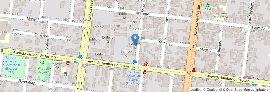 Mapa de ubicacion de Edificio A en Arjantin, Misiones, Departamento Capital, Municipio de Posadas, Posadas.