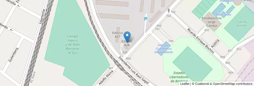 Mapa de ubicacion de Edificio A28 en Argentina, Buenos Aires, Partido de Avellaneda.