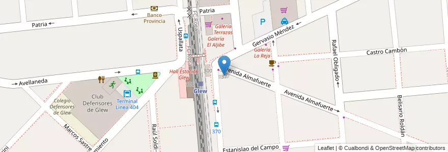 Mapa de ubicacion de Edificio Almafuerte en آرژانتین, استان بوئنوس آیرس, Partido de Almirante Brown, Glew.