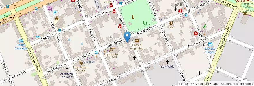 Mapa de ubicacion de Edificio Ángel en Argentina, Misiones, Departamento Oberá, Municipio de Oberá, Oberá.