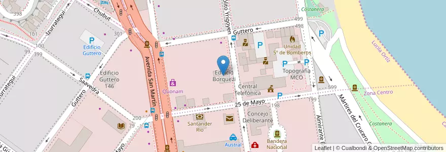Mapa de ubicacion de Edificio Borquezi en Argentina, Província de Santa Cruz, Deseado, Caleta Olivia.