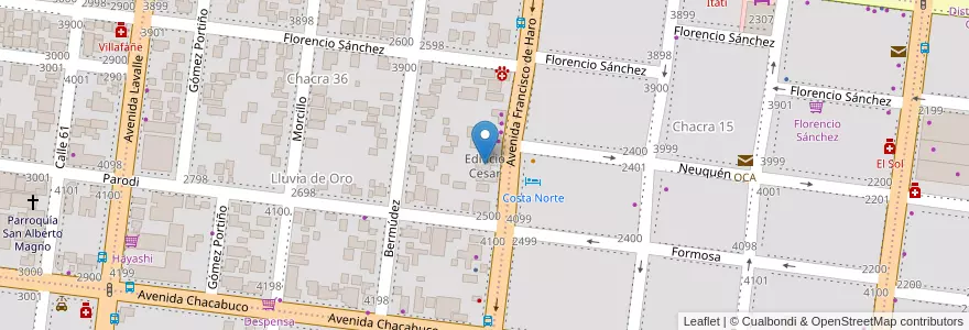 Mapa de ubicacion de Edificio Cesar en آرژانتین, Misiones, Departamento Capital, Municipio de Posadas, Posadas.