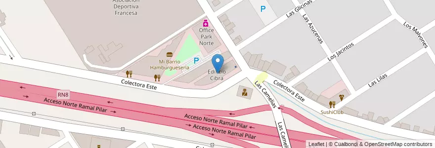 Mapa de ubicacion de Edificio Cibra en アルゼンチン, ブエノスアイレス州, Partido del Pilar, Manuel Alberti.