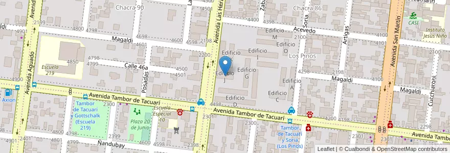 Mapa de ubicacion de Edificio J en Arjantin, Misiones, Departamento Capital, Municipio de Posadas, Posadas.