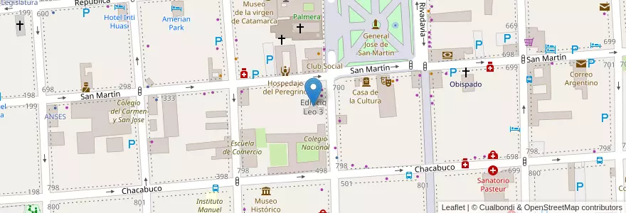 Mapa de ubicacion de Edificio Leo 3 en Argentina, Catamarca, Departamento Capital, Municipio de San Fernando del Valle de Catamarca, San Fernando del Valle de Catamarca.