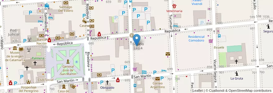 Mapa de ubicacion de Edificio Leo 4 en Argentina, Catamarca, Departamento Capital, Municipio de San Fernando del Valle de Catamarca, San Fernando del Valle de Catamarca.