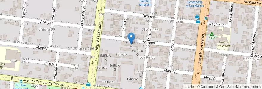 Mapa de ubicacion de Edificio M en Arjantin, Misiones, Departamento Capital, Municipio de Posadas, Posadas.