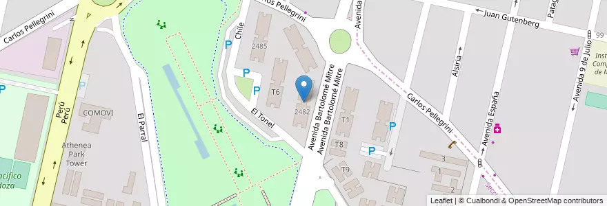 Mapa de ubicacion de Edificio Parque (T5) en Argentina, Mendoza, Departamento Capital, Ciudad de Mendoza, Sección 1ª Parque Central.