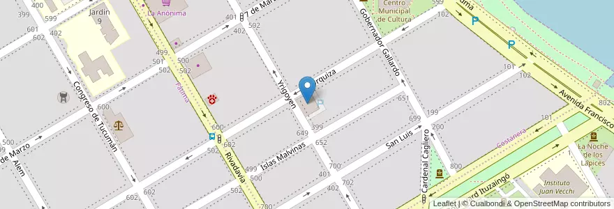 Mapa de ubicacion de Edificio Riviera en Argentina, Río Negro, Departamento Adolfo Alsina, Municipio de Viedma, Viedma.