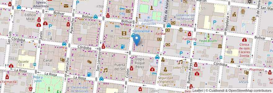 Mapa de ubicacion de Edificio Rosaura en 아르헨티나, Misiones, Departamento Capital, Municipio de Posadas, Posadas.