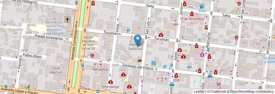 Mapa de ubicacion de Edificio San Luis en Argentina, Misiones, Departamento Capital, Municipio de Posadas, Posadas.
