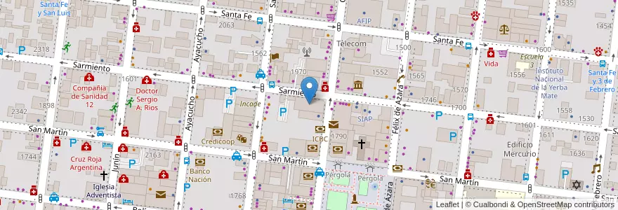 Mapa de ubicacion de Edificio Savoy en Argentina, Misiones, Departamento Capital, Municipio de Posadas, Posadas.