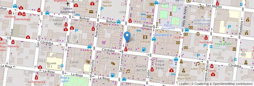 Mapa de ubicacion de Edificio Víctor Mutinelli en 아르헨티나, Misiones, Departamento Capital, Municipio de Posadas, Posadas.