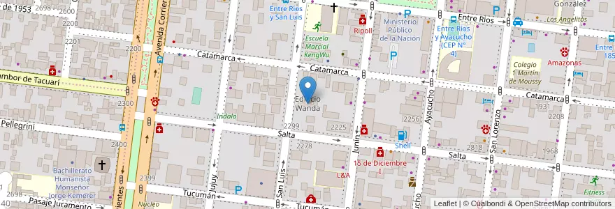 Mapa de ubicacion de Edificio Wanda en Argentina, Misiones, Departamento Capital, Municipio de Posadas, Posadas.