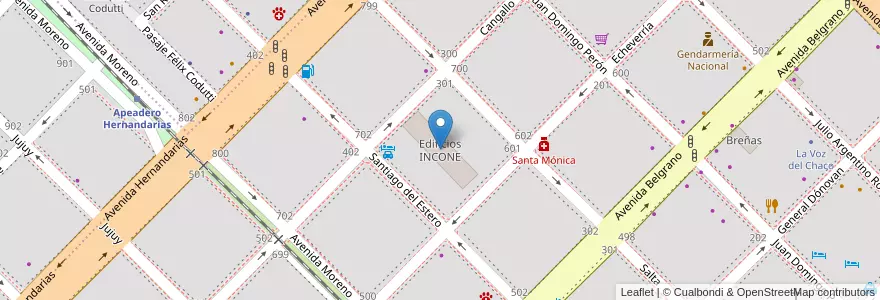 Mapa de ubicacion de Edificios INCONE en آرژانتین, Chaco, Departamento San Fernando, Municipio de Resistencia, Resistencia.