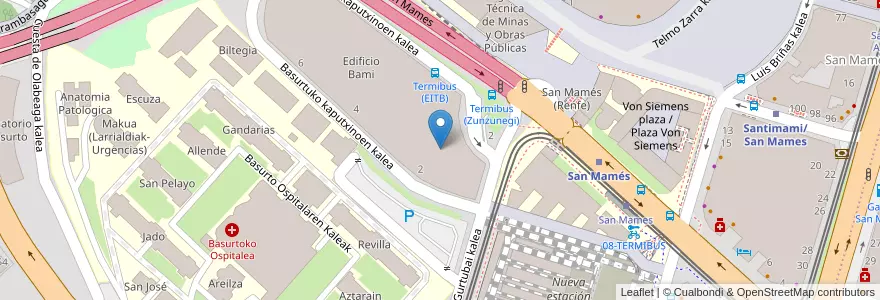 Mapa de ubicacion de EITB en إسبانيا, إقليم الباسك, Bizkaia, بلباو.