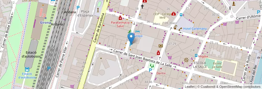 Mapa de ubicacion de Eixample en Espanya, Catalunya, Girona, Gironès, Girona.
