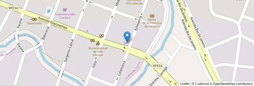 Mapa de ubicacion de EPEC en Argentina, Córdoba, Departamento Colón, Municipio de Villa Allende, Pedanía Calera Norte, Villa Allende.
