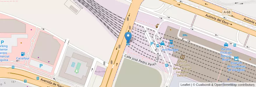 Mapa de ubicacion de Estación Intermodal Delicias (Llegadas) en Espanya, Aragó, Saragossa, Saragossa, Saragossa.