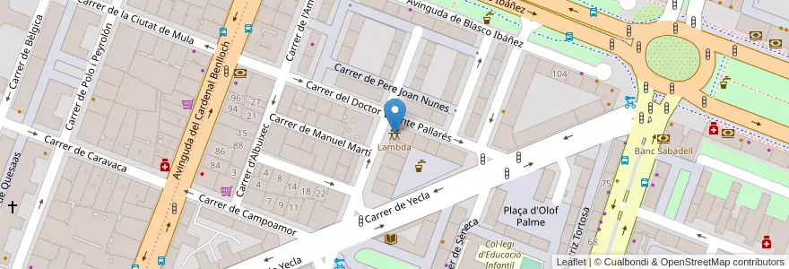 Mapa de ubicacion de Lambda en España, Comunitat Valenciana, València / Valencia, Comarca de València, València.