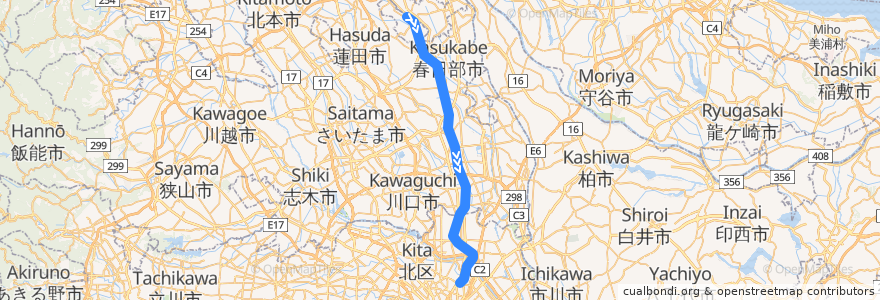 Mapa del recorrido 東京地下鉄の直通運転 - スカイツリーライン de la línea  en اليابان.