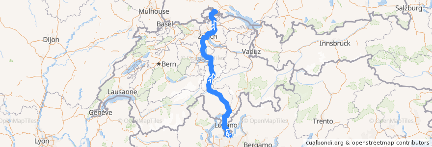 Mapa del recorrido Flixbus N177: Genua, Fanti d'Italia/Principe => Düsseldorf ZOB de la línea  en Schweiz/Suisse/Svizzera/Svizra.