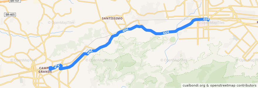 Mapa del recorrido Ônibus 864 - Bangu → Campo Grande de la línea  en Rio de Janeiro.
