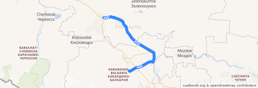 Mapa del recorrido Электропоезд 6314: Минеральные Воды → Нальчик de la línea  en District fédéral du Caucase du Nord.