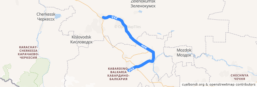 Mapa del recorrido Электропоезд 6311: Нальчик → Минеральные Воды de la línea  en District fédéral du Caucase du Nord.