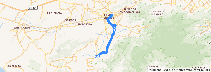 Mapa del recorrido Ônibus 835 - Largo do Correia → Campo Grande de la línea  en Río de Janeiro.