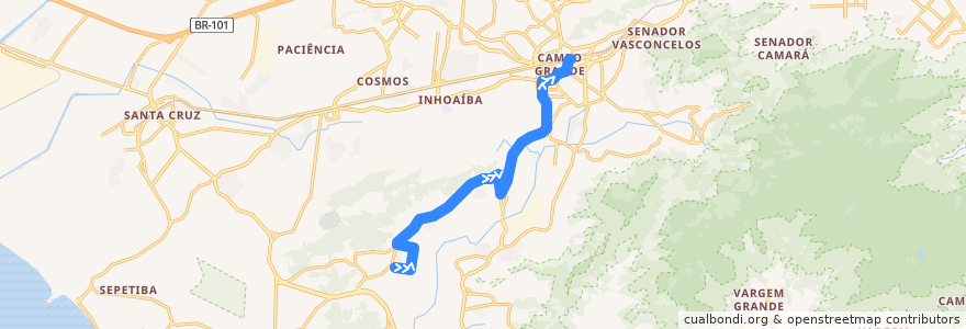 Mapa del recorrido Ônibus 838 - Jardim Maravilha → Campo Grande de la línea  en 里约热内卢.