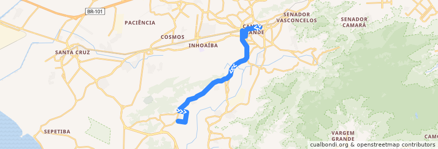Mapa del recorrido Ônibus 838 - Campo Grande → Jardim Maravilha de la línea  en ریودو ژانیرو.