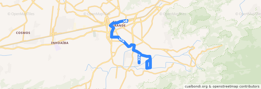 Mapa del recorrido Ônibus 837 - Campo Grande → Conjunto da Marinha de la línea  en Río de Janeiro.
