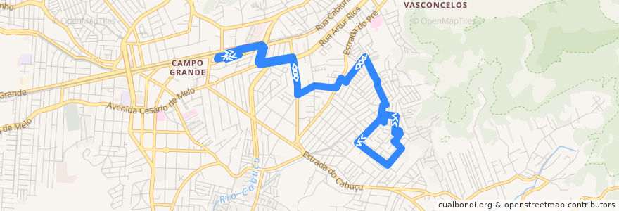 Mapa del recorrido Ônibus 848 - Campo Grande → Bairro Monte Santo de la línea  en ريو دي جانيرو.